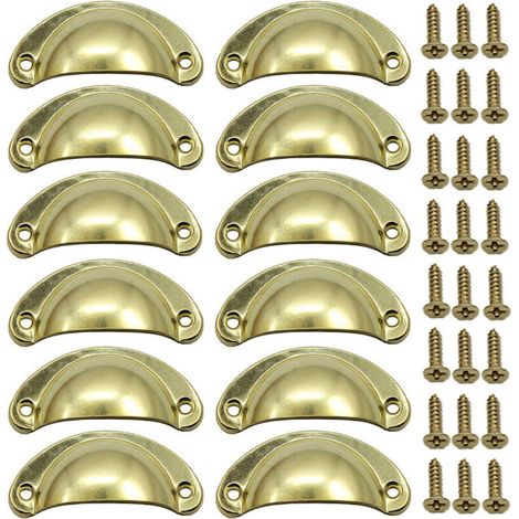 Tirador de hierro curvado de estilo retro con motivo de concha marina vintage – Juego de 4 tiradores para cajones y armarios de cocina.