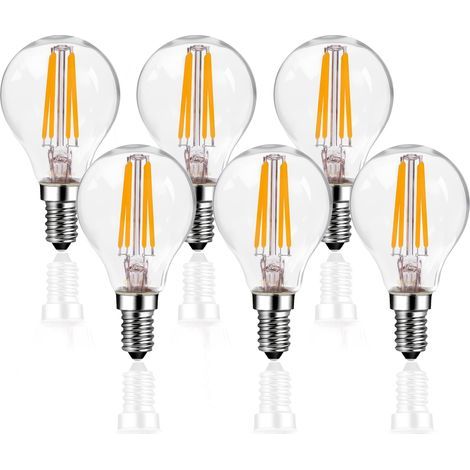 LED-Ampullen E14 (Form G45) – Ampullen mit weißem Filament 2700 K, Ampullen mit transparentem LED-Filament im Vintage-Stil (für den Heimgebrauch) – 6er-Set (1/5)