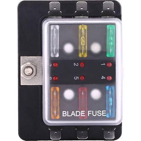 6-fach Sicherungsblock mit LED-Warnleuchte für Pkw, Transporter, Boote und Schiffe (1/5)