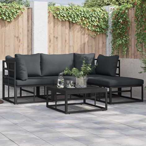 vidaXL Garden Sofa Set with Cushion 4 pcs Black Aluminium (1/5)