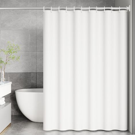 Rideau de douche - Rideau de douche imperméable - Rideau de séparation de douche - Avec anneaux en plastique - Pour douche et baignoire - 180 x 180 cm - PEVA - Blanc (1/5)