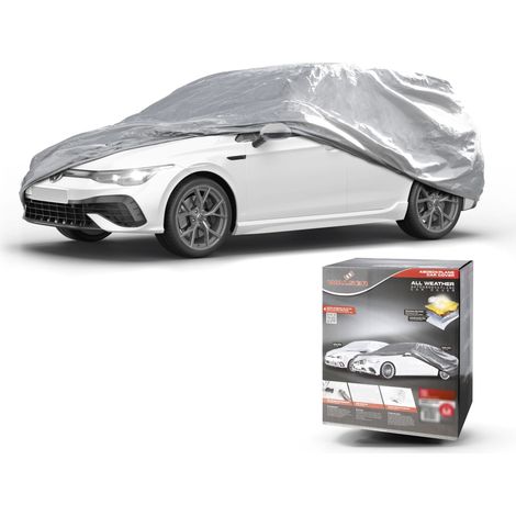 Abdeckplane Auto All Weather Basic, Autoplane Vollgarage Kombi Größe M, Autoabdeckung silber (1/5)