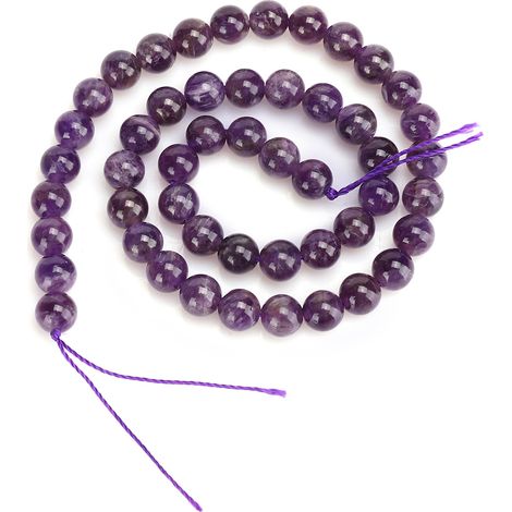 Perles en Pierre Naturelle Violette 8mm - 48 Pièces pour Création de Bracelets DIY