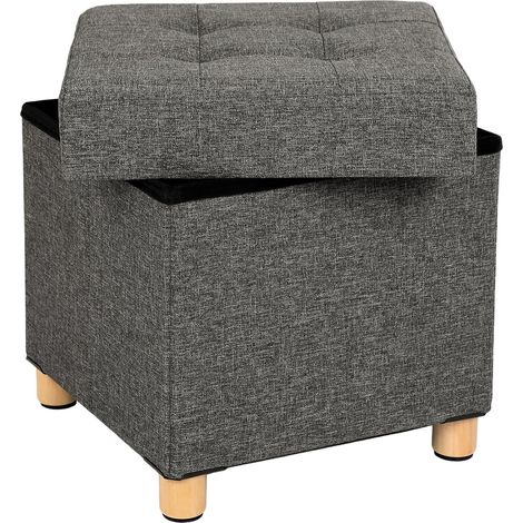 Pouf Cubo Poggiapiedi Sgabello Contenitore Cassapanca Pieghevole Carico Max 300 kg 38 x 38 x 40 cm Grigio Scuro (1/10)