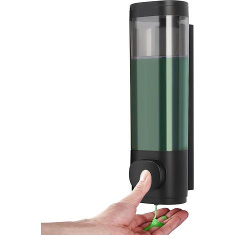 Distributeur de savon noir de 300 ml - Distributeur de gel douche mural avec bouton noir - Réservoir de bouteille de liquide de salle de bain - Flacon pompe de lavage à la main - Réservoir de recharge (1/5)