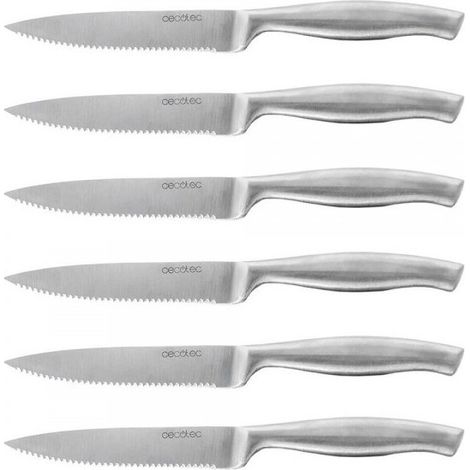 Cecotec – Set de 6 couteaux professionnels à viande – Lame en acier inoxydable – Construction monobloc – Résistant à la corrosion – Longueur de lame 12 cm (1/6)