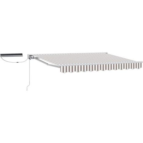 Store banne motorisé rétractable, gris clair et blanc, 3,5 x 2,5 mètres (1/5)