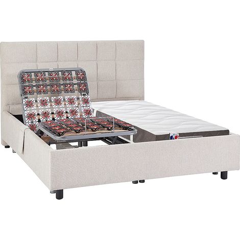 Letto relax elettrico solo sosp. + materasso 100% lattice 3 zone 2x70x190 Tessuto Beige - JOFAR di YSMÉE (1/5)