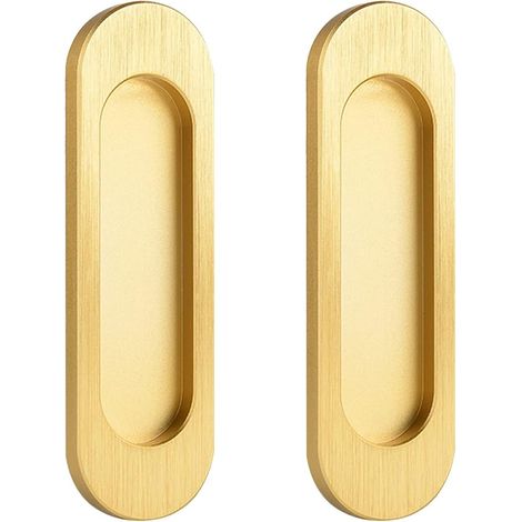 Maniglia autoadesiva ovale in lega di alluminio per porte scorrevoli, sportelli per pattumiere e armadi non forati (oro, 100 mm) 2 pezzi