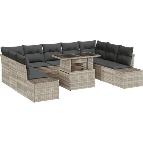 Maison Exclusive - Garten-Sofa-Set mit Kissen mit Speicher 10 pcs