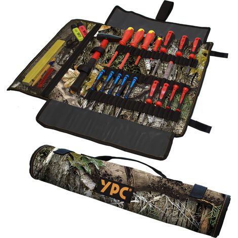 VarioRoll XXL – 62 x 44 cm, 60 poignées de maintien et poche en filet, sac à outils enroulable, sac à couteaux, sac à outils, rouleau à outils, tournevis et clé plate (1/5)