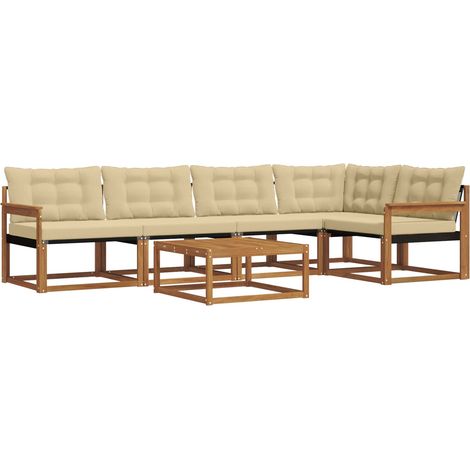 Ensemble de canapés d'extérieur 6 pcs Salon de jardin Naturel et Beige (1/5)