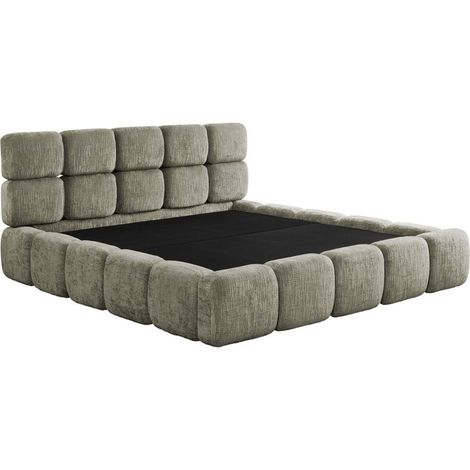 Lit coffre en velours chine vert olive 180x200 cm bubble (1/5)