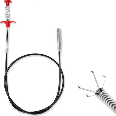 (Noir) Déboucheur de canalisation Flexible et Puissant, 90 cm Déboucheur d'évier Déboucheur d'évier Serpent Grabber Spring Drain Hair Remover Outil pour évier de Cuisine, Salle de Bain, Toilettes