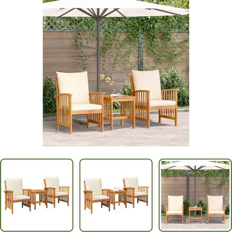 Fauteuil de jardin - Ensemble de canapé de jardin avec coussin 3 pcs Huile Naturelle (1/5)