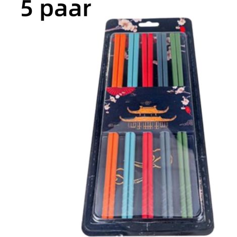 Lot de 2 paires de baguettes de 24 cm avec âme en acier antidérapante et résistante à la chaleur pour usage domestique couleurs assorties (1/5)