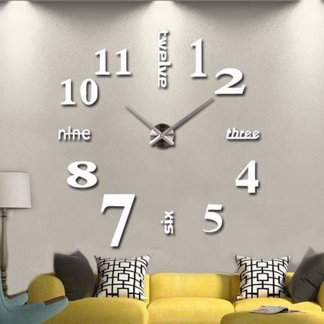 Horloge murale - Numérique 3D - Miroir - DIY - Ø 100 cm - Moderne (1/3)