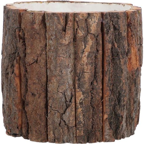 Vase rustique, jardinière en écorce de bois, pot de fleurs original en forme de souche d'arbre et support à fleurs en forme de tonneau en bois pour la décoration intérieure (1/5)