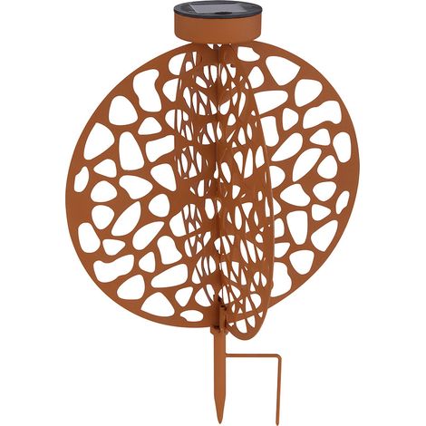 Solarlampe für Außen Deko LED Solarleuchte Gartenleuchte Deko Garten rost, Lichteffekt mit Erdspieß, 1x LED 3000K, LxH 30x41 cm