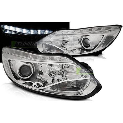 Paire de feux phares Ford Focus MK3 11-14 Daylight led chrome-35105630