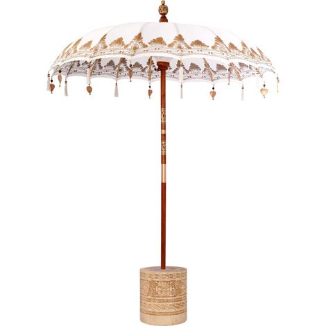 Parasol Balinés 260 2 pcs Crema Algodón y madera maciza vidaXL (1/5)