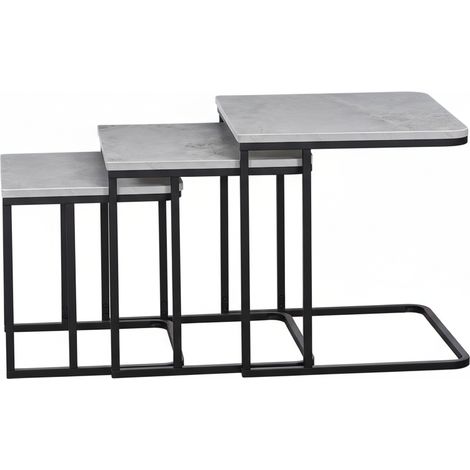 Tavolini Salotto Moderni Set Effetto Marmo Tavolo Basso Casa 45x45 cm