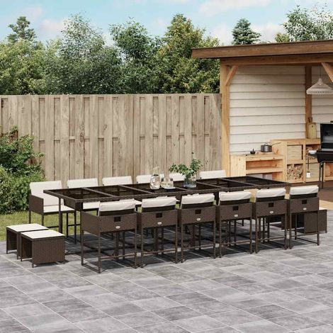 Ensemble à manger de jardin et coussins 17 pcs-Salon de jardin marron rotin 284543 (1/5)