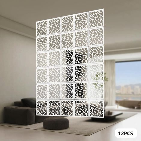 Lot de 12 séparateurs suspendus - 29 x 29 cm - Pour salon, chambre, bureau, hôtel - Blanc (1/5)