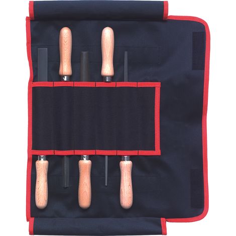 F. DICK Werkstattfeilensatz 5-teilig inkl. Rolltasche, Feilen Buchenholz Griff (1/2)