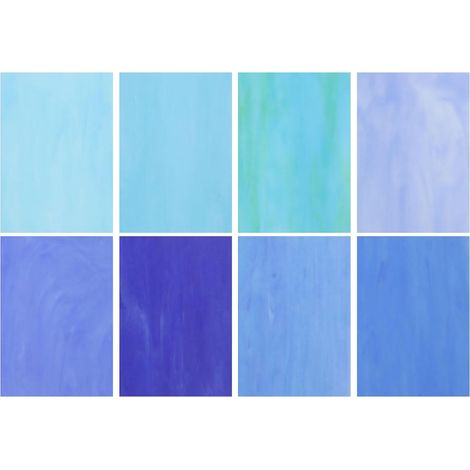 8 Feuilles de Verre Coloré, 4 x 6 Pouces, Assortiment de Carreaux de Verre Mosaïque pour Projets Diy Décoration Maison, Série Bleue (1/5)
