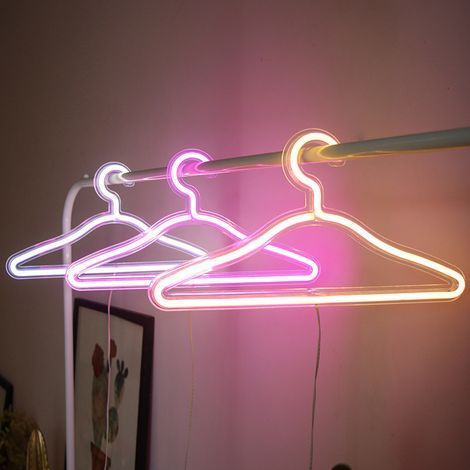 3 Stück Neonlichter, LED-Kleiderbügel-Neonlichtschild mit USB-Anschluss