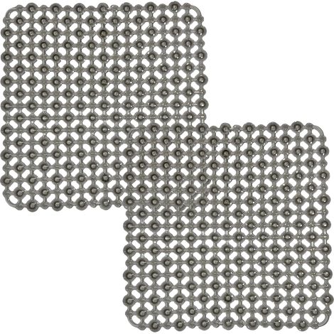 Lot de 2 Tapis Evier Cuisine, 28 x 28 cm, Tapis Evier à Faire Soi-Même pour Evier de Cuisine, Tapis D'évier à Drainage Tapide pour Vaisselle, Verrerie, Légumes. Gris