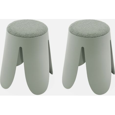 Taburete apilable con asiento texturado, set de 2