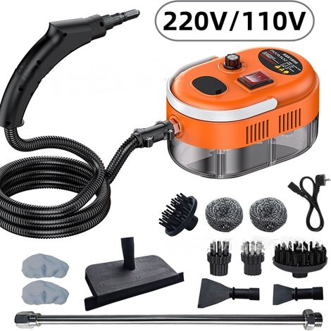 Nettoyeur vapeur haute pression portable haute température 1 500 W pour joints, carrelage, voiture, cuisine et salle de bain (ensemble de luxe 13 pièces) - Blanc (1/4)