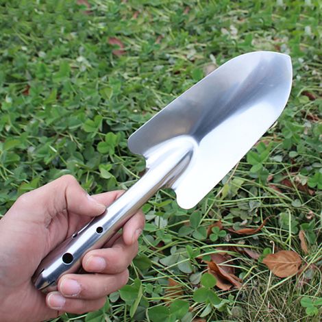 Gartenschaufel aus Edelstahl, Handschaufel, Pflanzkelle, zum Umpflanzen von Pflanzen und Setzlingen, 26,5 cm lang, silberfarben (1/5)