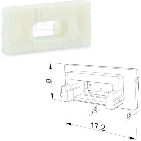 TAPPO BIANCO PER PROFILO LED RETTANGOLARE CON FORO PASSACAVO LEDPOINT (1/2)