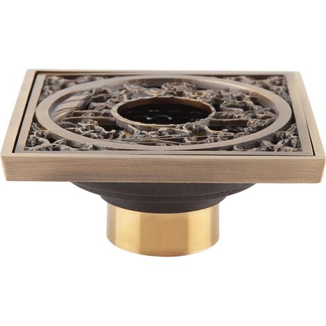 Beyamis Grille de siphon de sol de douche en laiton antique 10 cm, couvercle de crépine de siphon de salle de bain (3) (1/5)