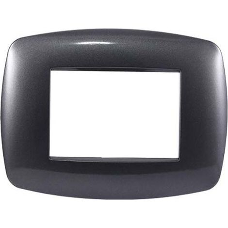 Ettroit Bticino Livinglight kompatible Platte 3 schlanke Kunststoffmodule, dunkle Stahlfarbe - LN87307 (1/2)