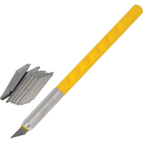 Silverline – Scalpel 150 mm avec 25 lames en acier inoxydable – Manche moleté pour prise en main confortable – Coupe nette pour travaux de précision (1/6)