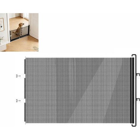 Haustiergitter Hunde und Katzengitter Ausziehbar Kein Bohren erforderlich Polyesterfaser Metallrahmen 45 × 125 cm für Treppen, Flure, Balkone, Ga