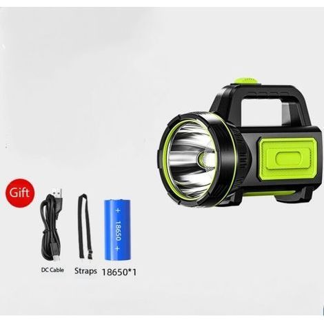 LED-Taschenlampe, wiederaufladbar, USB, leistungsstark, mAh, mit seitlicher Beleuchtung, Taschenlampe für Notfallsituationen, Campingjagd (mit seitlicher Beleuchtung) (1/4)