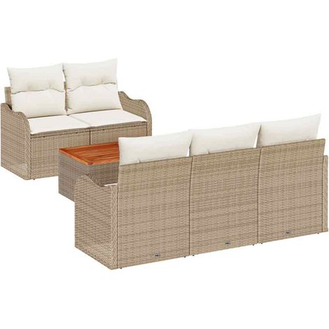 Garden Sofa Set 6 pcs Beige Poly Rattan vidaXL (1/5)