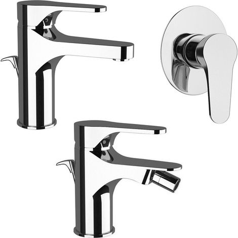 Set rubinetti lavabo, bidet e doccia in ottone cromo di Rubinetterie Mariani Linea Surf (1/5)