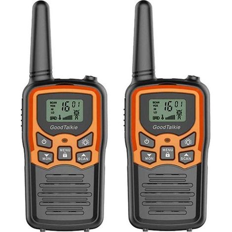 Talkie-Walkies numériques Longue Distance 8km, écran LCD Son Digital, Jeu de Communication et d'action pour Aventure en Plein air, Clip Ceinture, Orange-2pcs (1/3)
