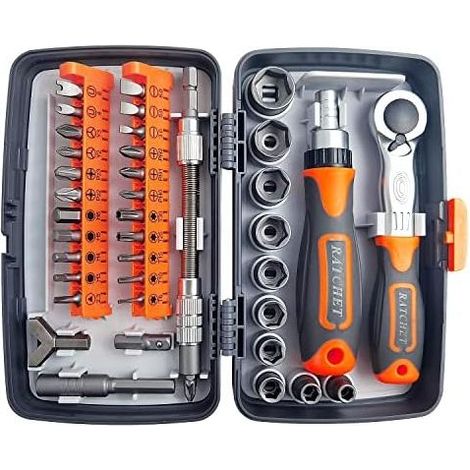 Set completo di attrezzi per riparazioni domestiche 38 in 1, cassetta a cricchetto, cacciavite multifunzione, set di chiavi inglesi, per mobili, auto, elettronica (1) - (1/5)