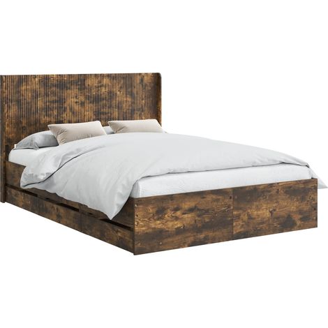 Struttura del letto con stoccaggio e testata Rovere Fumo vidaXL (1/5)