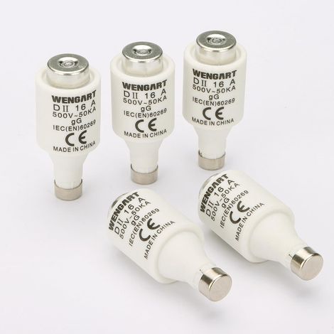 Lot de 5 Fusibles Bouteille DII (E27) - 16A - Type gG (Usage Général) - 400V AC / 250V DC - Protection pour Cumulus, Lave-Vaisselle et Rénovation Ancien Tableau - Gris (Code Couleur 16A) (1/5)