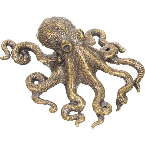 Vintage Copper Metal Octopus Figurine, Chic and Compact Animal Sculpture for Home Office Decoration (1/5)