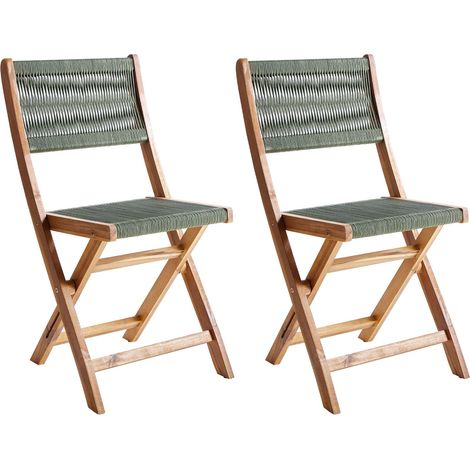 Set of 2 Garden Chairs PROSSEDI Folding Acacia Wood Green (1/5)
