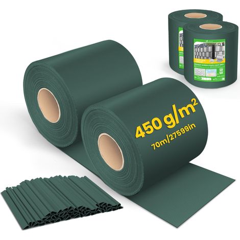 Vounot – Brise vue occultant PVC 450g/m² 19cm x 140m – Résistant aux UV et intempéries – Fixation facile avec clips fournis